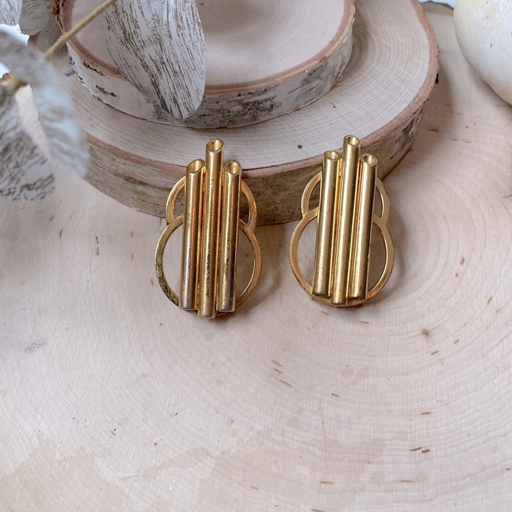 VTG- 1930s Monet Patent Pending Golden Tube Fur Clips